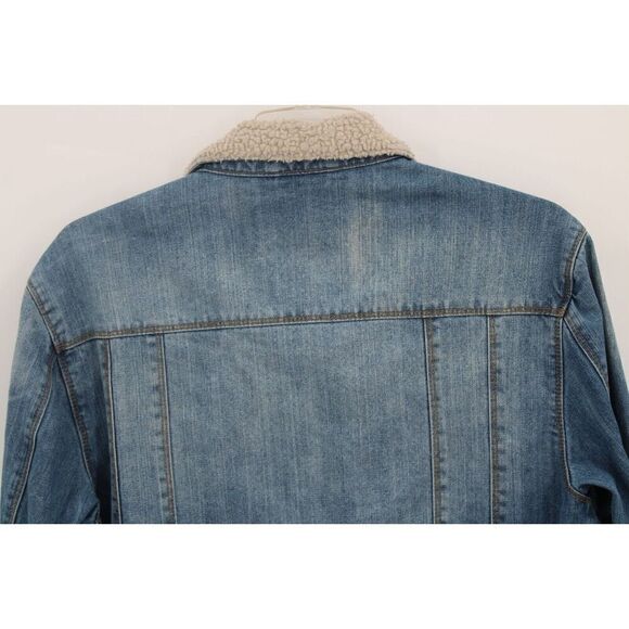 Dravus Denim Jeans Jacket Sherpa Collar Native Pattern Lining Size Large - Picture 7 of 10